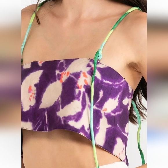 NWOT Zara Floral Linen Crop Top Size S - Picture 2 of 9